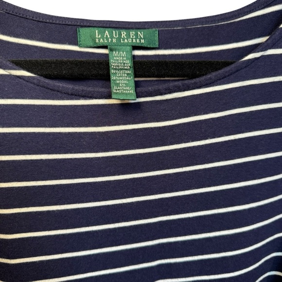 Lauren Ralph Lauren Dress M Medium Stretch Stripe Cruise Resort Nautical  Belted - Picture 4 of 9